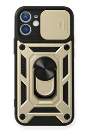 CepteToptan iPhone 12 Mini Kılıf Pars Lens Yüzüklü Silikon - Gold - DROPX7625-2196