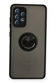 CepteToptan Samsung Galaxy A72 Kılıf Montreal Yüzüklü Silikon Kapak - Siyah - DROPX8500-2952