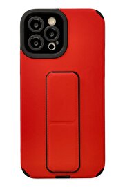 CepteToptan iPhone 12 Pro Max Kılıf Mega Standlı Silikon - Kırmızı - DROPX9211-2476