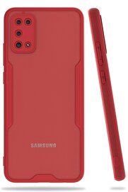 CepteToptan Samsung Galaxy A02S Kılıf Platin Silikon - Kırmızı - DROPX6664-1409
