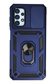 CepteToptan Samsung Galaxy A33 5G Kılıf Pars Lens Yüzüklü Silikon - Lacivert - DROPX2883-3467