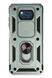 CepteToptan Xiaomi Pocophone X3 Kılıf Pars Lens Yüzüklü Silikon - Yeşil - DROPX7571-5723