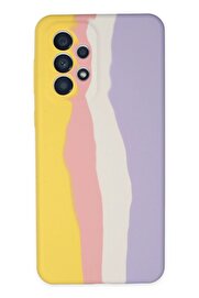 CepteToptan Samsung Galaxy A53 5G Kılıf Ebruli Lansman Silikon - Sarı-Mavi - DROPX1208-4970
