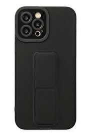 CepteToptan iPhone 12 Pro Max Kılıf Mega Standlı Silikon - Siyah - DROPX2160-6911