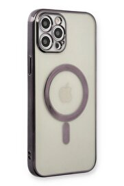 CepteToptan iPhone 12 Pro Kılıf Magneticsafe Lazer Silikon - Siyah - DROPX2941-5829