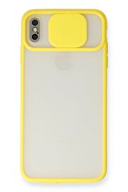 CepteToptan iPhone X Kılıf Palm Buzlu Kamera Sürgülü Silikon - Sarı - DROPX4056-7393