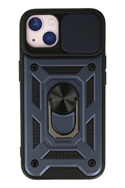 CepteToptan iPhone 15 Kılıf Pars Lens Yüzüklü Silikon - Lacivert - DROPX7972-6783