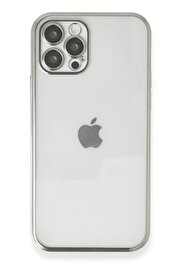 CepteToptan iPhone 12 Pro Kılıf Lensli Silikon - Gümüş - DROPX5532-4838