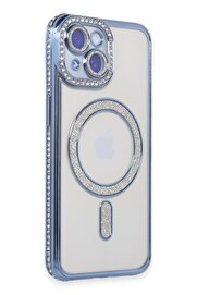 CepteToptan iPhone 15 Kılıf Joke Simli Magneticsafe Kılıf - Mavi - DROPX4485-2302
