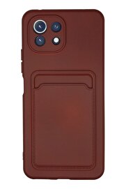 CepteToptan Xiaomi Mİ 11 Lite Kılıf Kelvin Kartvizitli Silikon - Bordo - DROPX5409-2943