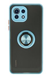 CepteToptan Xiaomi Mİ 11 Lite Kılıf Montreal Yüzüklü Silikon Kapak - Buz Mavi - DROPX8913-4502