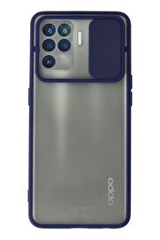 CepteToptan Oppo Reno 5 Lite Kılıf Palm Buzlu Kamera Sürgülü Silikon - Lacivert - DROPX8247-9046