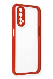 CepteToptan Realme 7 Kılıf Miami Şeffaf Silikon - Kırmızı - DROPX1142-2641
