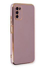 CepteToptan Samsung Galaxy A03S Kılıf Volet Silikon - Mor - DROPX4557-4567
