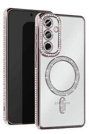 CepteToptan Samsung Galaxy S25 Kılıf Joke Simli Magneticsafe Kılıf - Gümüş - DROPX7019-3489