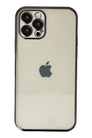 CepteToptan iPhone 12 Pro Max Kılıf Lensli Silikon - Siyah - DROPX7248-1694