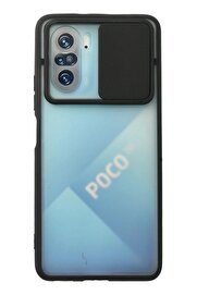 CepteToptan Xiaomi Poco F3 Kılıf Palm Buzlu Kamera Sürgülü Silikon - Siyah - DROPX1677-7007