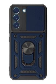 CepteToptan Samsung Galaxy S22 Kılıf Pars Lens Yüzüklü Silikon - Lacivert - DROPX9376-4454