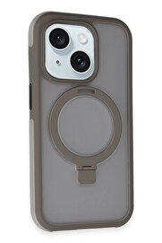 CepteToptan iPhone 15 Zorda Airbag Magsafe Standlı Kapak - Titan Gri - DROPX7358-1131