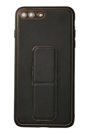 CepteToptan iPhone 7 Plus Kılıf Coco Deri Standlı Kapak - Siyah - DROPX3901-1033