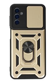 CepteToptan Samsung Galaxy M13 Kılıf Pars Lens Yüzüklü Silikon - Gold - DROPX9319-4914