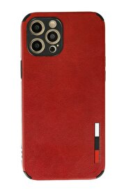 CepteToptan iPhone 12 Pro Max Kılıf Loop Deri Silikon - Kırmızı - DROPX1460-9138