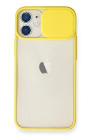 CepteToptan iPhone 11 Kılıf Palm Buzlu Kamera Sürgülü Silikon - Sarı - DROPX3327-5881