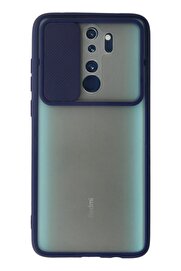 CepteToptan Xiaomi Redmi Note 8 Pro Kılıf Palm Buzlu Kamera Sürgülü Silikon - Lacivert - DROPX1950-1292