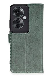 CepteToptan Oppo Reno 11F Kılıf Trend S Plus Kapaklı Kılıf - Yeşil - DROPX5548-3882