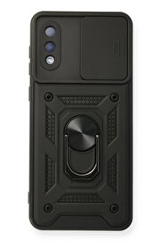 CepteToptan Samsung Galaxy A02 Kılıf Pars Lens Yüzüklü Silikon - Siyah - DROPX2170-8706