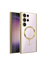 CepteToptan Samsung Galaxy S22 Ultra Kılıf Kross Magneticsafe Kapak - Gold - DROPX1115-5797