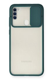 CepteToptan Samsung Galaxy A11 Kılıf Palm Buzlu Kamera Sürgülü Silikon - Yeşil - DROPX9366-7855