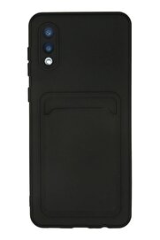 CepteToptan Samsung Galaxy A02 Kılıf Kelvin Kartvizitli Silikon - Siyah - DROPX6701-7642