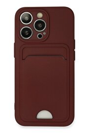 CepteToptan iPhone 13 Pro Kılıf Kelvin Kartvizitli Silikon - Bordo - DROPX7566-9562