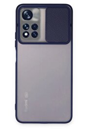 CepteToptan Xiaomi Redmi Note 11T Kılıf Palm Buzlu Kamera Sürgülü Silikon - Lacivert - DROPX6977-8856