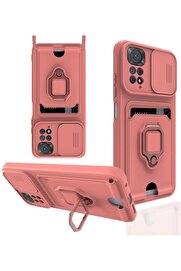 CepteToptan Xiaomi Redmi Note 11 Pro Kılıf Zuma Kartvizitli Yüzüklü Silikon - Pembe - DROPX5364-6420