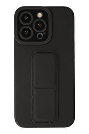 CepteToptan iPhone 14 Pro Kılıf Mega Standlı Silikon - Siyah - DROPX2076-5407