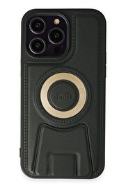 CepteToptan iPhone 14 Pro Kılıf Merkür Magneticsafe Standlı Kapak - Koyu Yeşil - DROPX3252-3348