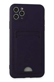 CepteToptan iPhone 11 Pro Max Kılıf Kelvin Kartvizitli Silikon - Derin Mor - DROPX5861-6117