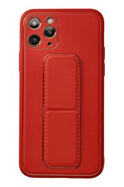 CepteToptan iPhone 11 Pro Kılıf Coco Deri Standlı Kapak - Kırmızı - DROPX2005-4893