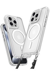 CepteToptan iPhone 15 Pro Max Kılıf Enka Magsafe Silikon Kılıf - Şeffaf - DROPX1903-1260
