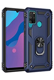 CepteToptan Huawei Y6P Kılıf Sofya Yüzüklü Silikon Kapak - Lacivert - DROPX3362-6402