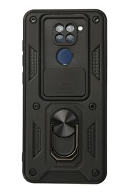 CepteToptan Xiaomi Redmi Note 9 Kılıf Pars Lens Yüzüklü Silikon - Siyah - DROPX4228-2329