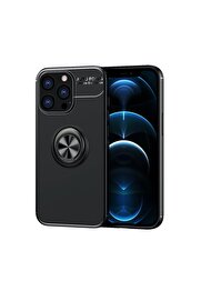 CepteToptan iPhone 13 Pro Kılıf Range Yüzüklü Silikon - Siyah - DROPX3449-7219