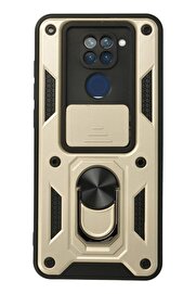 CepteToptan Xiaomi Redmi Note 9 Kılıf Pars Lens Yüzüklü Silikon - Gold - DROPX7658-5233