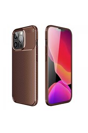 CepteToptan iPhone 13 Pro Max Kılıf Auto Focus Karbon Kapak - Kahverengi - DROPX8136-8547