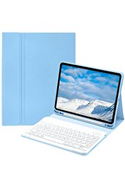 CepteToptan iPad Pro 11 (2022) Kılıf KC01 Smart Klavyeli Tablet Kılıfı - Açık Mavi - DROPX9932-6587