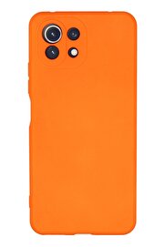 CepteToptan Xiaomi Mİ 11 Lite Kılıf Nano içi Kadife Silikon - Turuncu - DROPX2163-4399