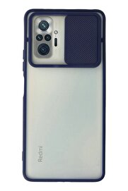 CepteToptan Xiaomi Redmi Note 10 Pro Kılıf Palm Buzlu Kamera Sürgülü Silikon - Lacivert - DROPX6714-2732