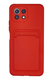 CepteToptan Xiaomi Mİ 11 Lite Kılıf Kelvin Kartvizitli Silikon - Kırmızı - DROPX8917-8540